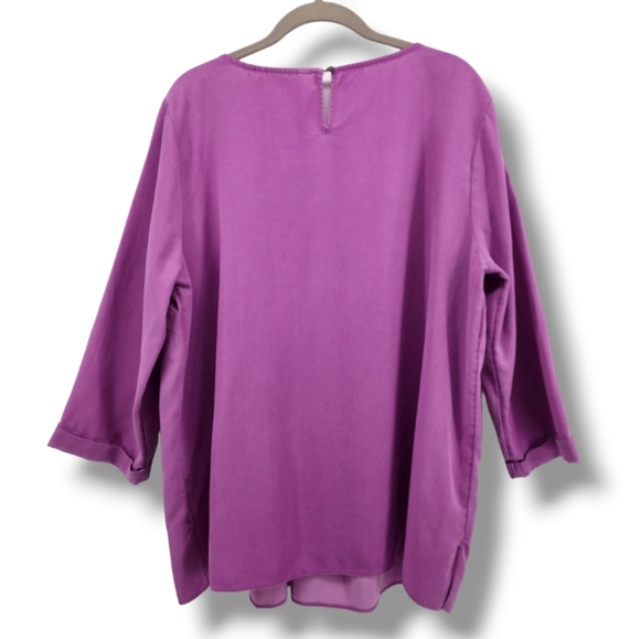 Soft Surroundings Cusabo‎ In Tencel Pintuck Blouse Iris Orchid Purple NEW - Picture 3 of 13